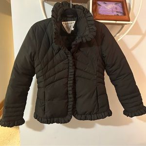Marvin Richard's Women's Small S Black Ruffle Down Quilted Jacket Coat